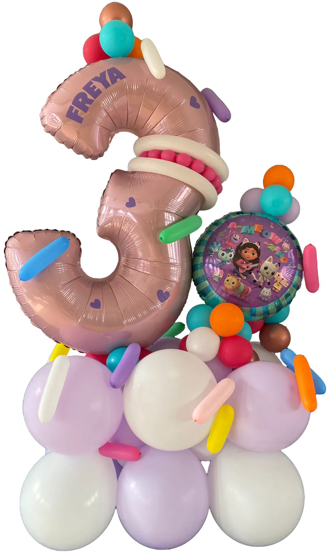 Personalised number three balloon display