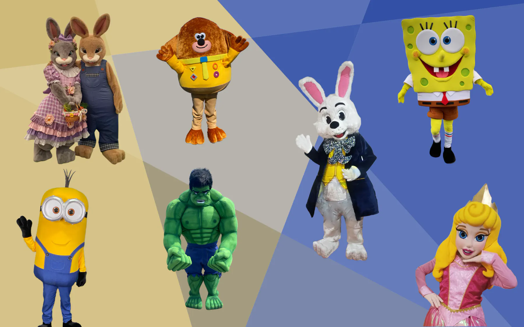 Blue Duo Events characters available for parties and events