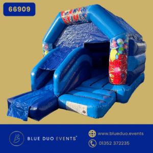 11×16 Light & Dark Blue A Frame Castle and Slide Combo