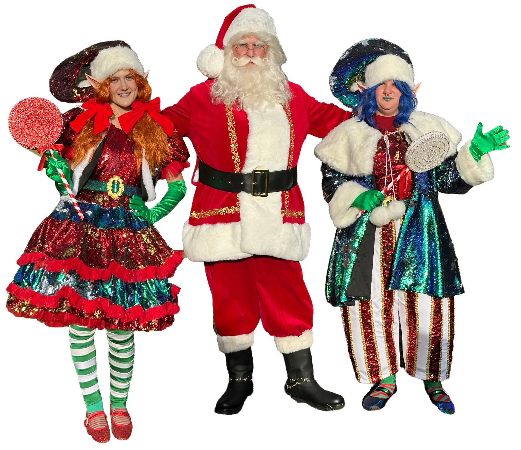 Santa with two festive Blue Duo Events performers